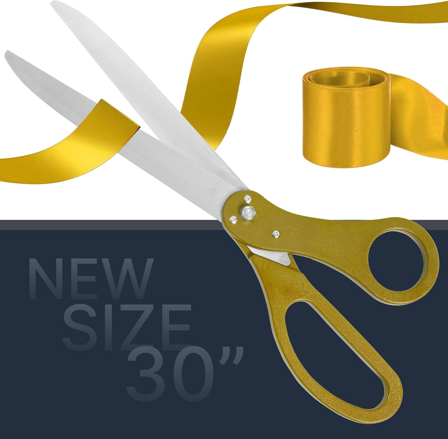Grand opening scissors with gold handles and sleek gold ribbon