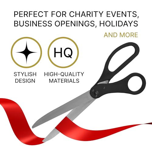 Black-handled ceremonial scissors for ribbon cutting events