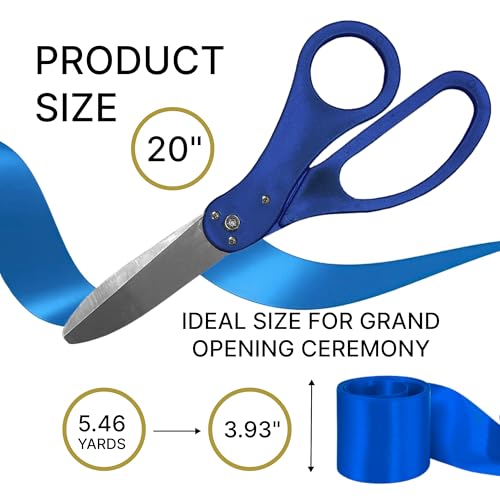 Blue-handled scissors and blue ribbon for grand opening ceremonies