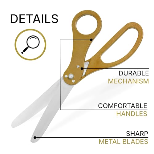 Elegant 20-inch gold scissors paired with gold satin ribbon