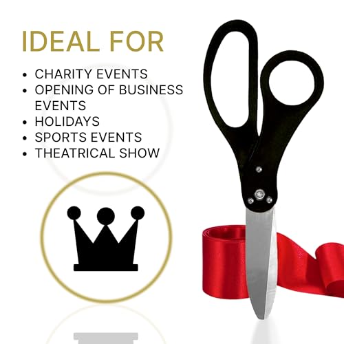 Black ceremonial scissors with red ribbon for special events