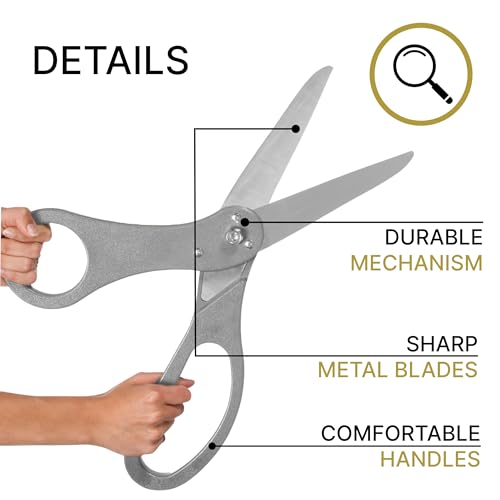Grand opening scissors with silver handles and elegant silver satin ribbon