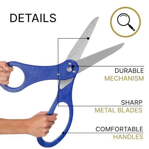 Grand opening kit with blue scissors and matching blue ribbon