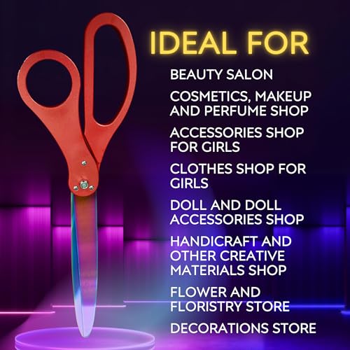 25-inch red ceremonial scissors with vibrant rainbow blades
