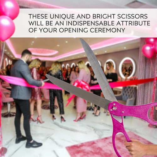 25-inch pink ceremonial scissors with matching pink satin ribbon