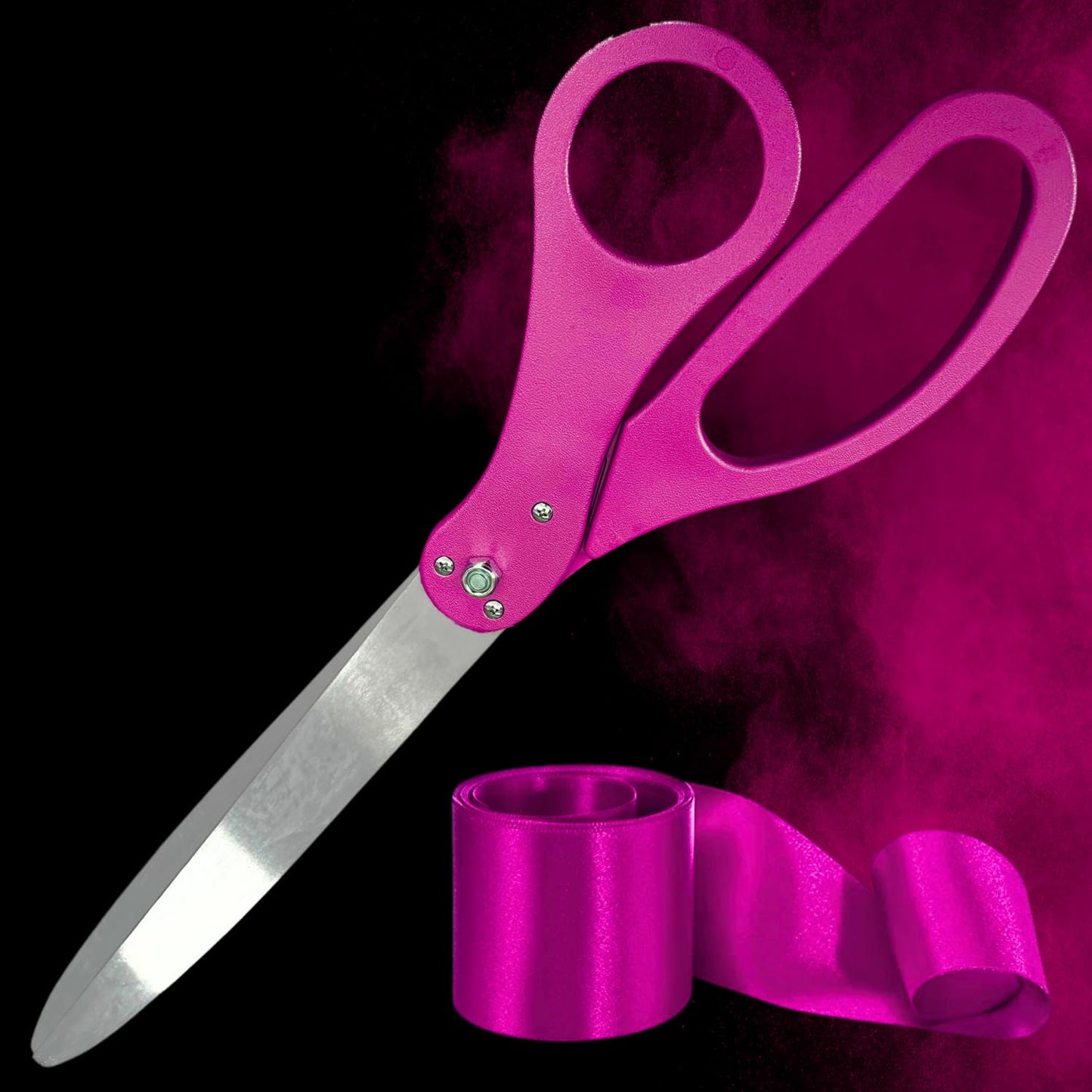 Stylish pink scissors and pink ribbon for ribbon cutting ceremonies