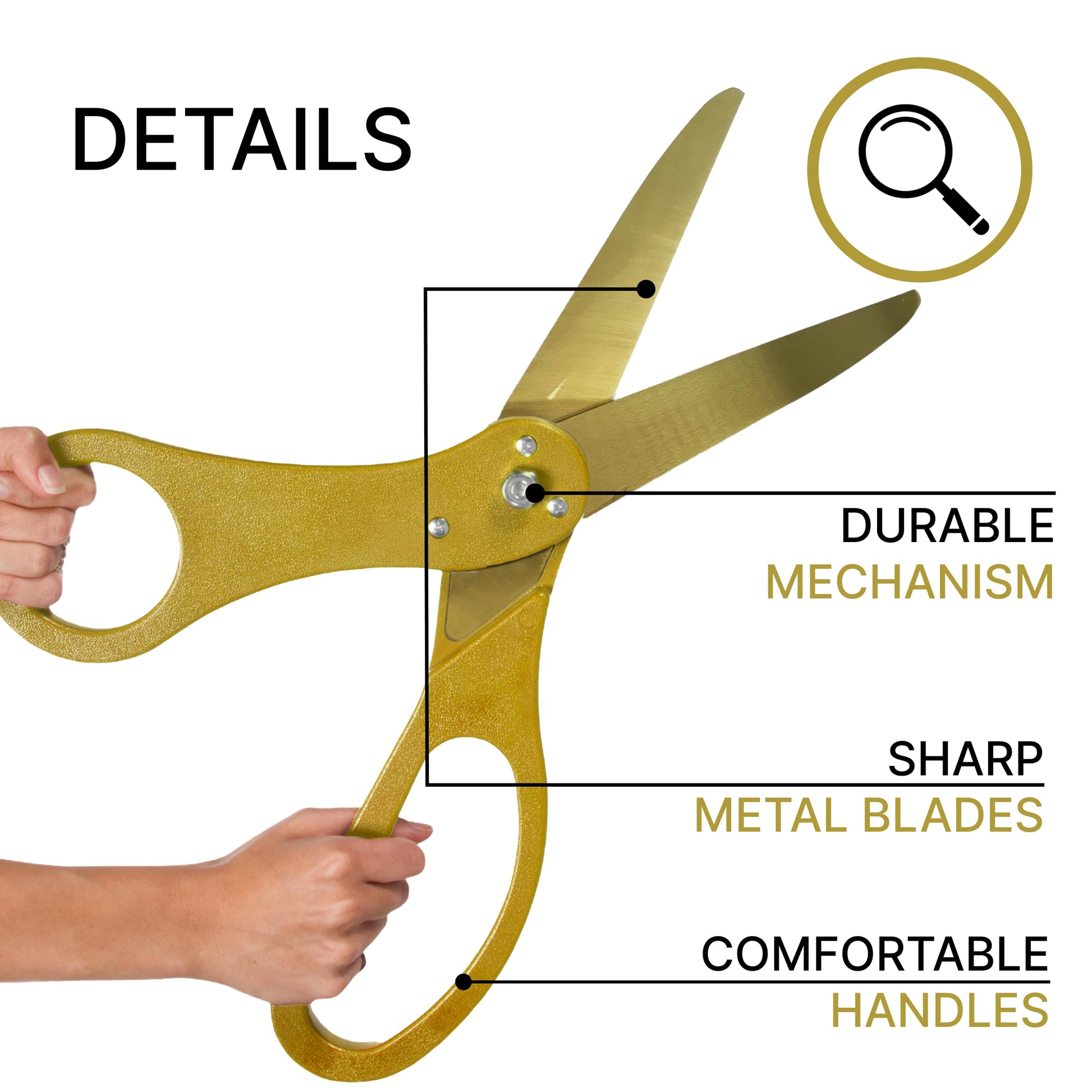 Elegant 20-inch all-gold scissors for ribbon cutting ceremonies