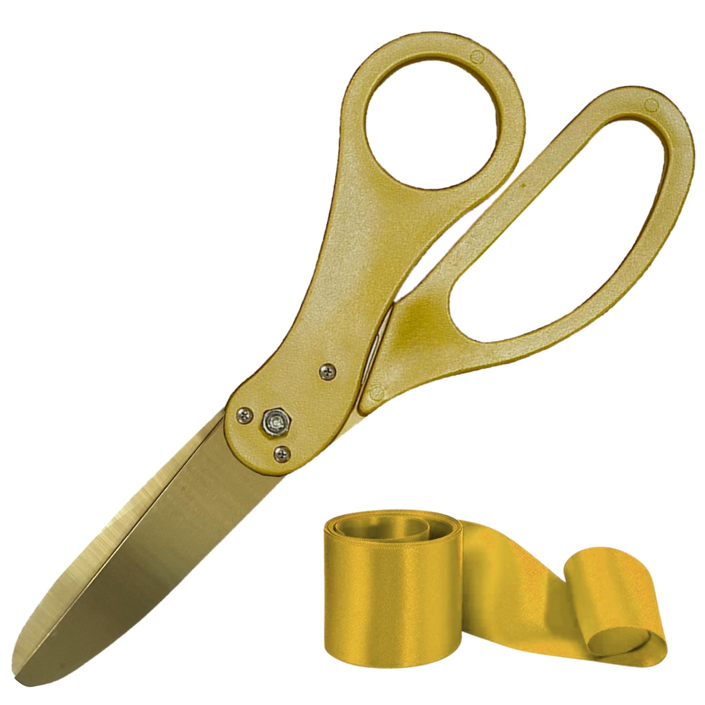 20-inch gold ceremonial scissors with gold blades and satin ribbon
