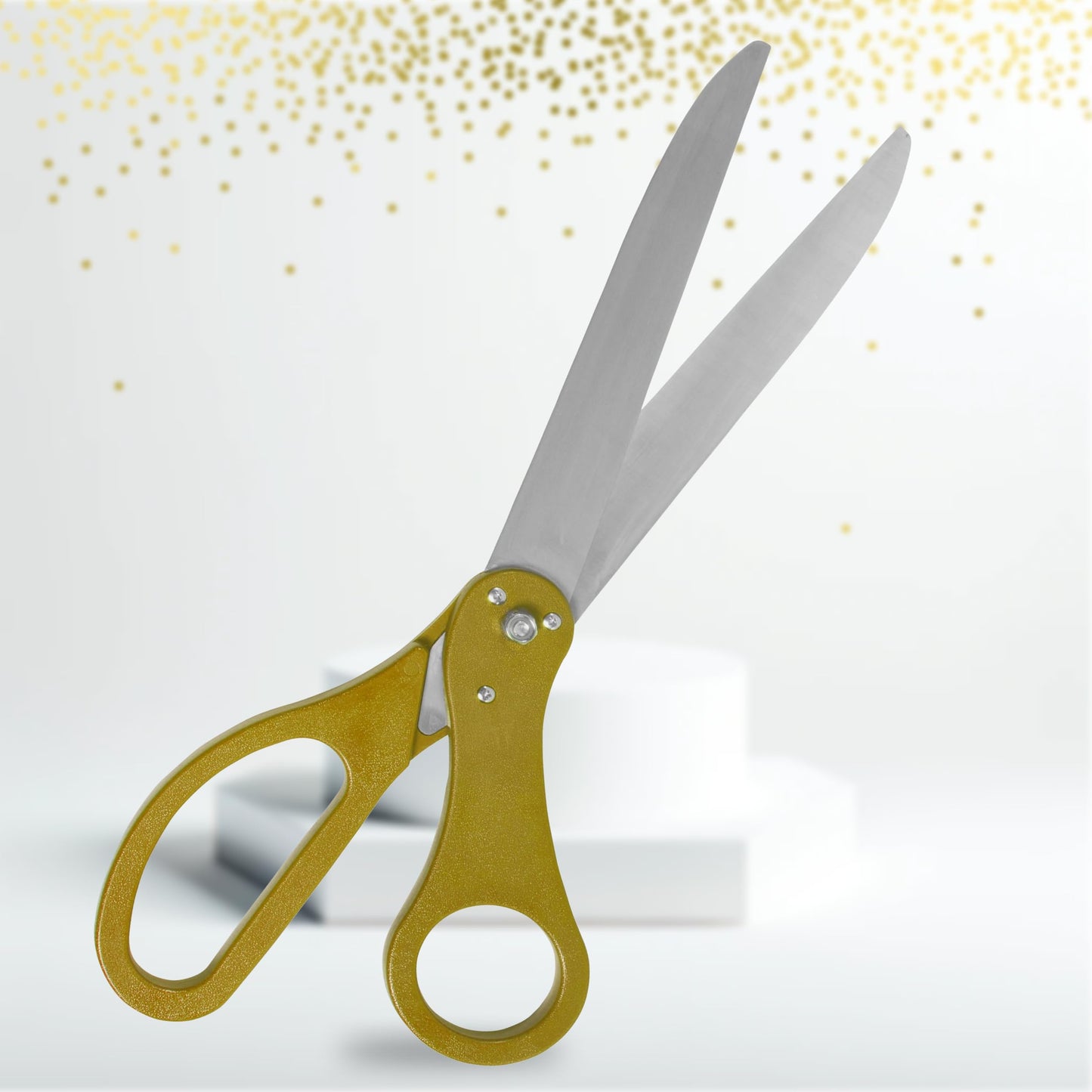 25-inch ceremonial scissors with sleek gold handles for special events