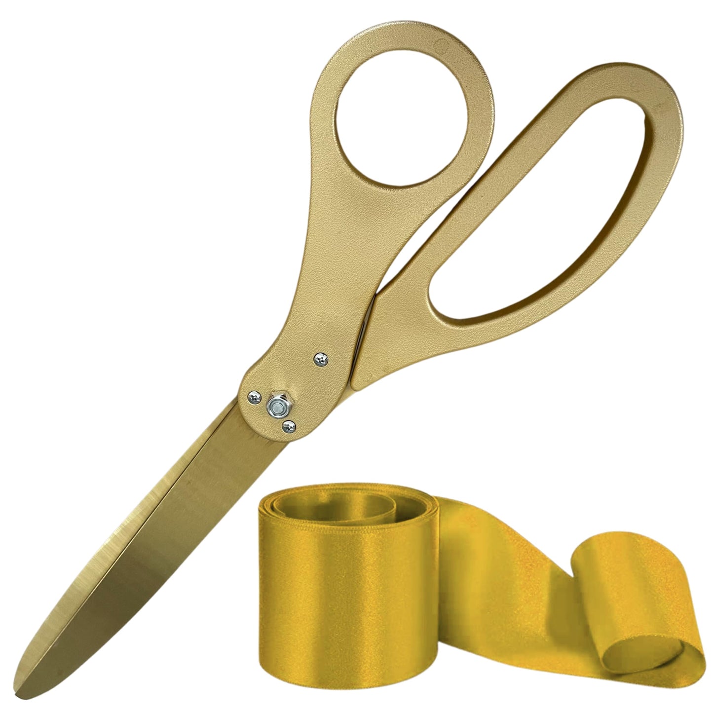 25-inch gold ceremonial scissors with gold blades and gold satin ribbon