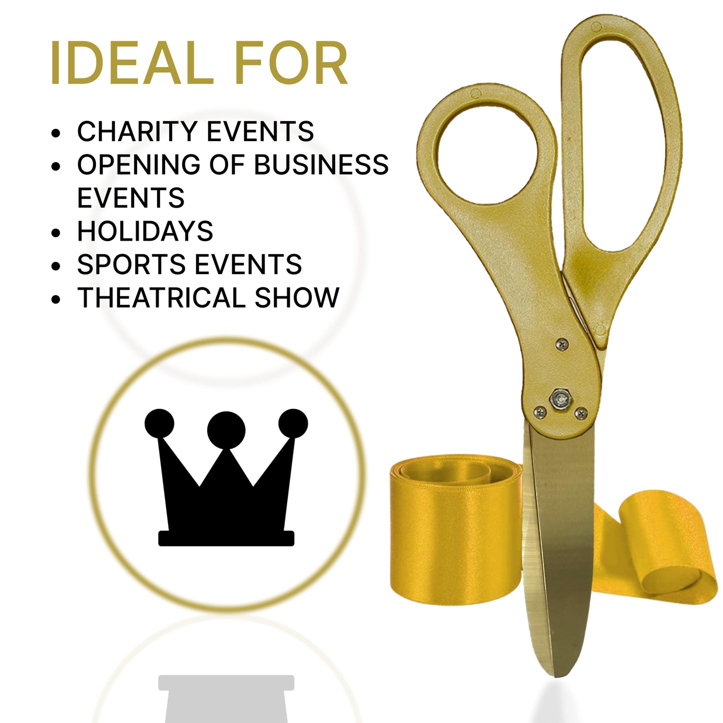 20-inch gold scissors with gold blades and ribbon for events