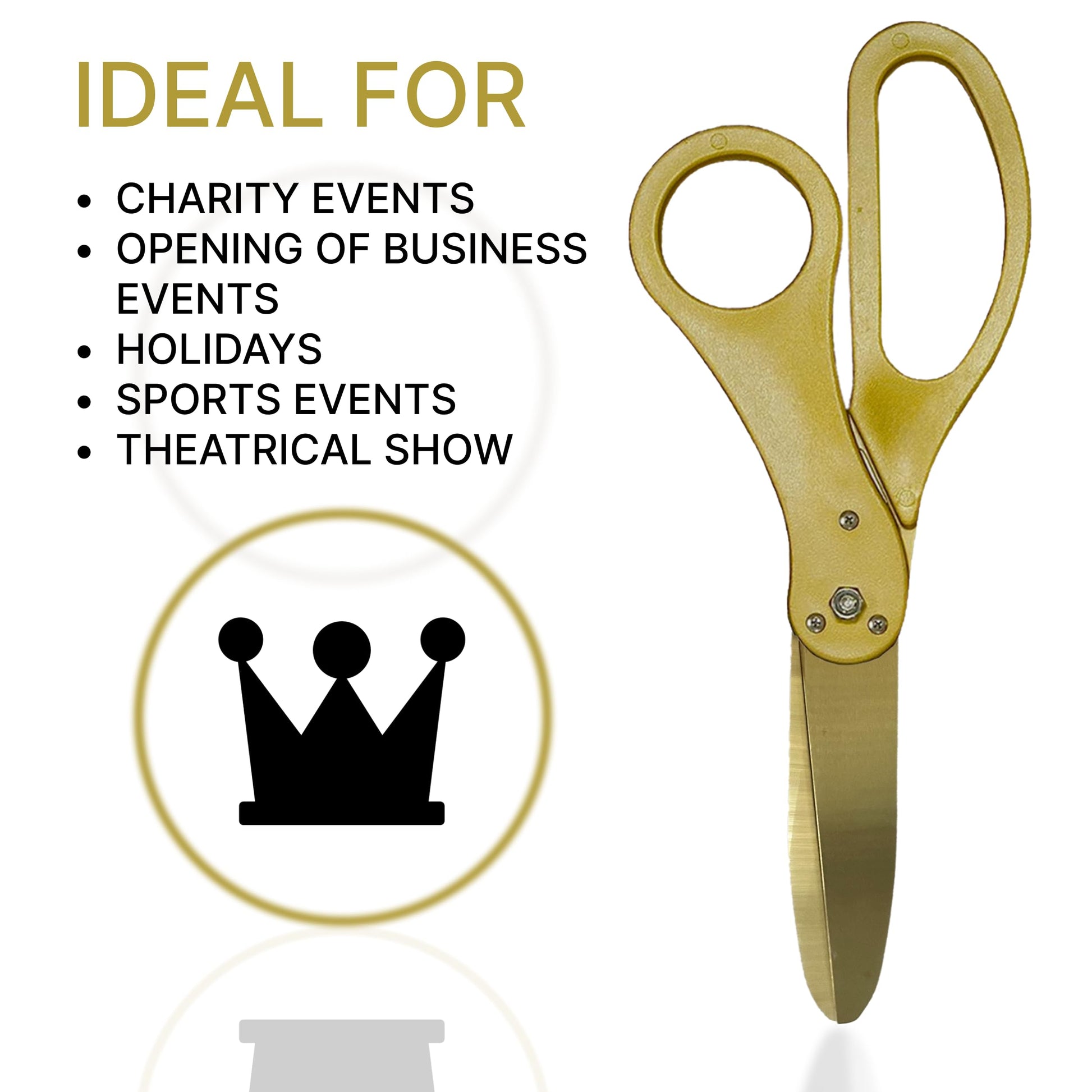 20-inch ceremonial scissors fully gold for grand opening celebrations