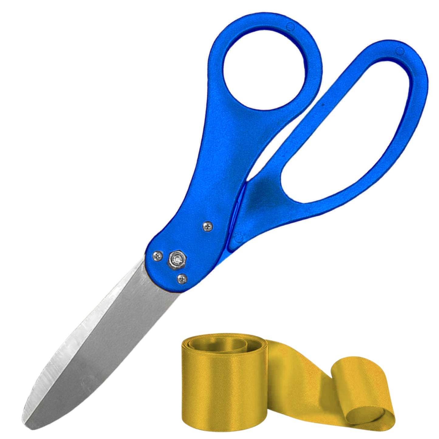 20-inch blue ceremonial scissors with gold satin ribbon