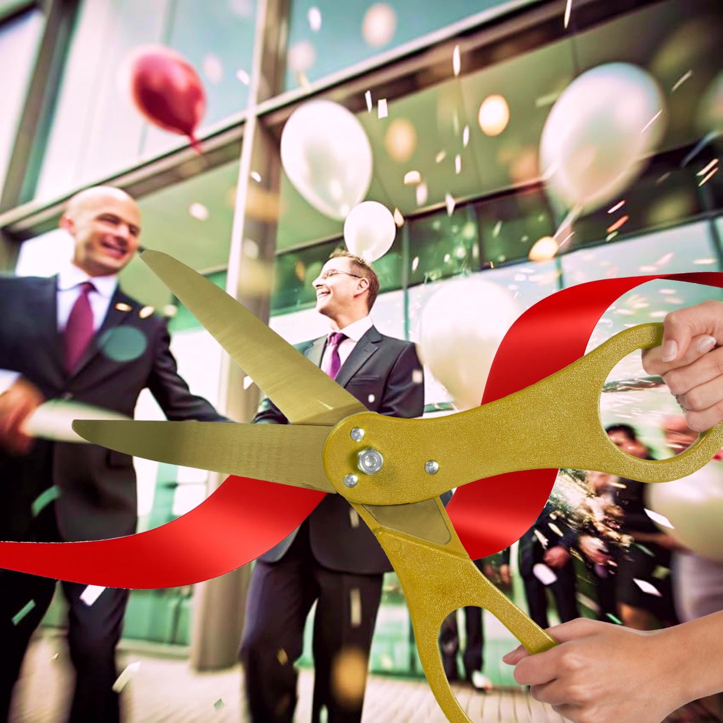 20" Gold Grand Opening Ceremony Kit with Gold Blades (Red Ribbon)