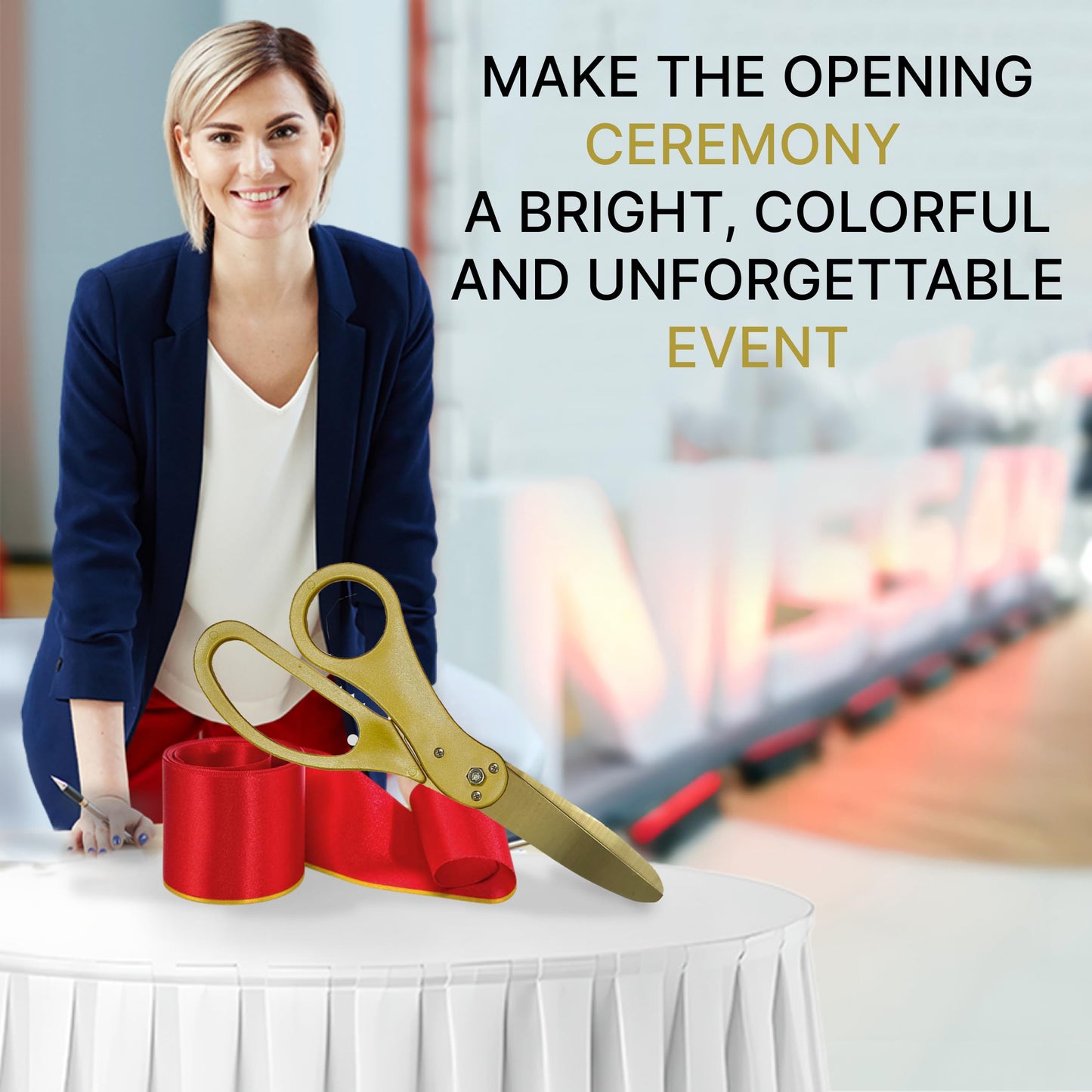 Gold ceremonial scissors with gold blades and handles for events