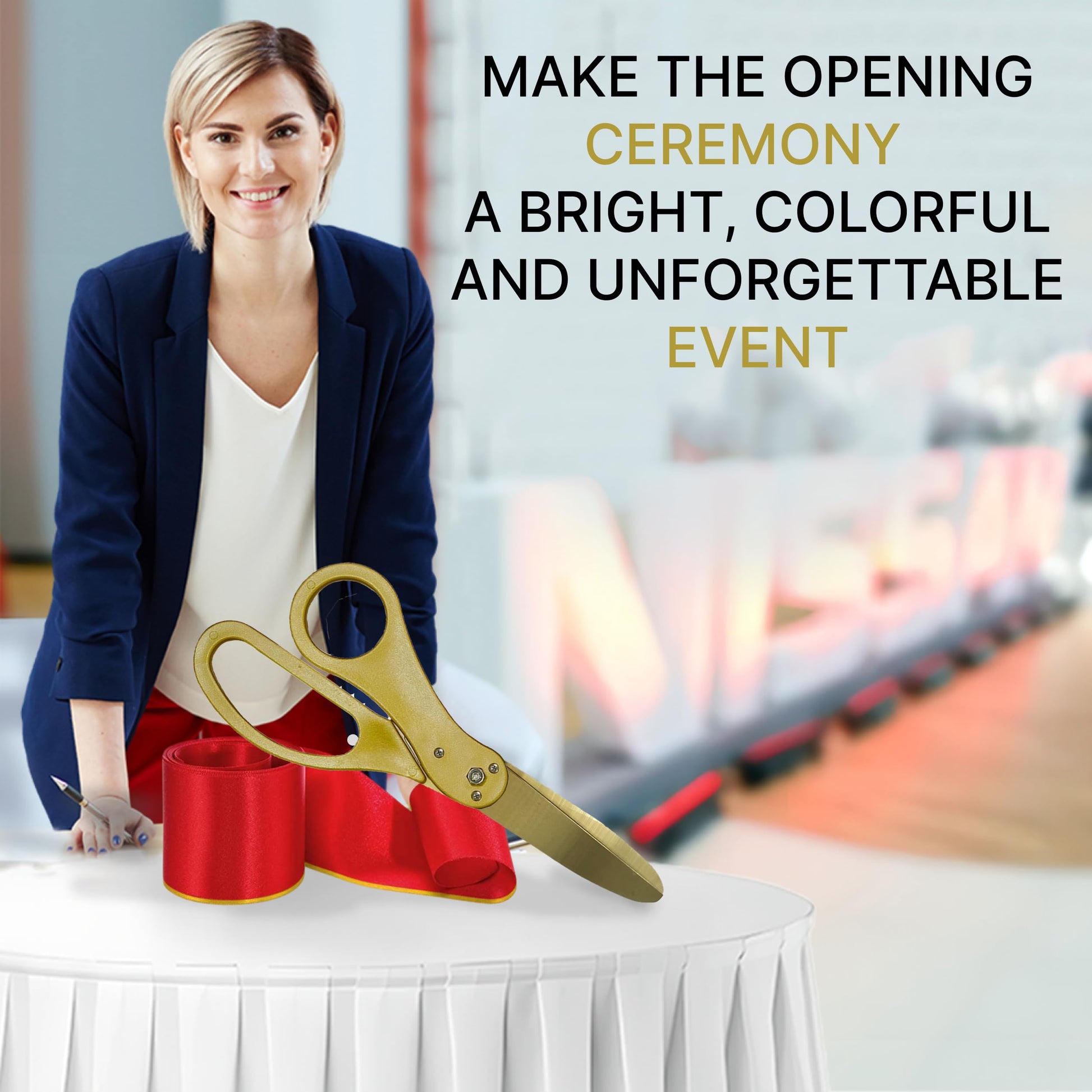 Gold ceremonial scissors with gold blades and handles for events