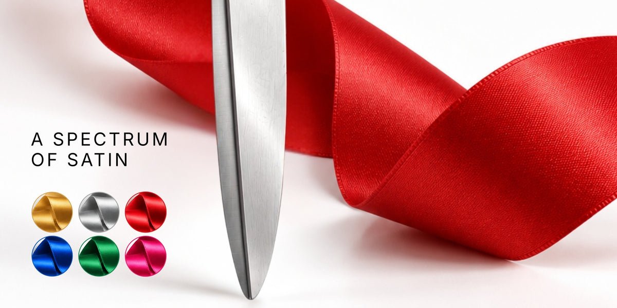 A spectrum of satin: gold, silver, red, blue, green and pink ribbons