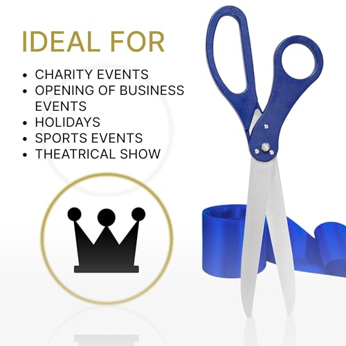 Stylish blue scissors and blue satin ribbon for grand opening events