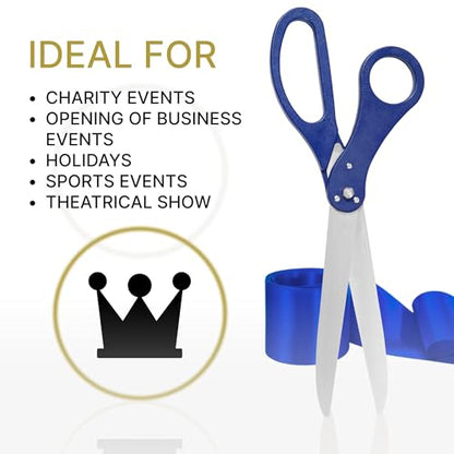 Stylish blue scissors and blue satin ribbon for grand opening events