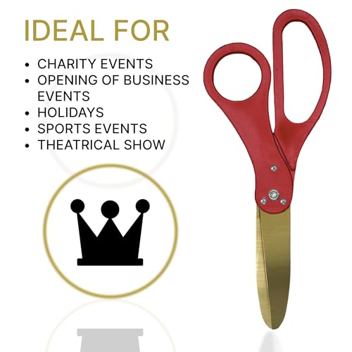 Grand opening scissors with red handles and gold blades