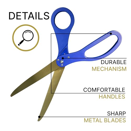 Sleek 25-inch blue scissors with gold blades for special ceremonies