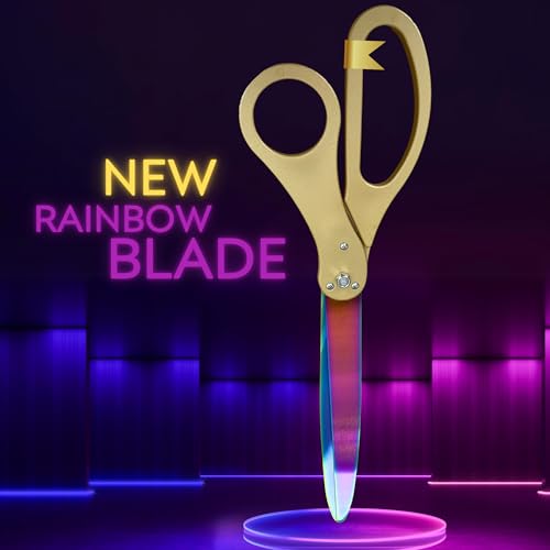 25-inch gold ceremonial scissors with rainbow blades for grand openings