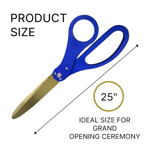 Large blue scissors with gold blades for grand opening events