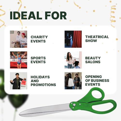 Sleek green-handled scissors for official ribbon cutting events