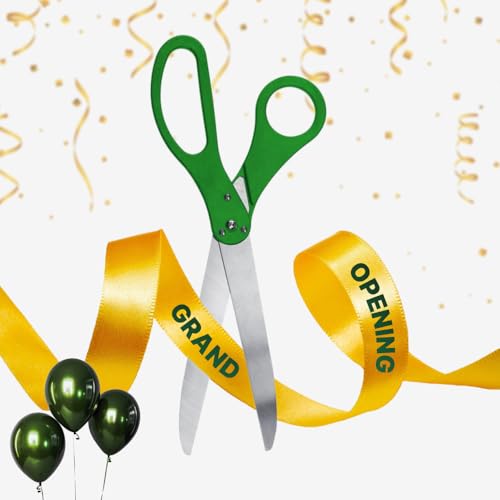 25-inch green ceremonial scissors with gold blades for grand openings