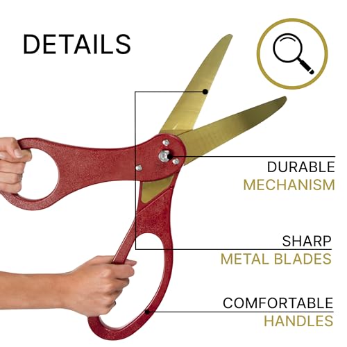 20-inch ceremonial scissors with red handles and gold blades