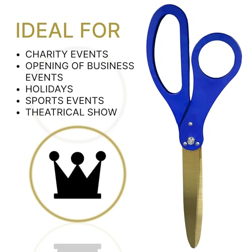 Elegant 25-inch blue scissors with gold blades for special events
