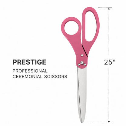 Scissors 25'' + Pink Ribbon — full-length product shot of 25-inch pink-handle ceremonial scissors on white background with
