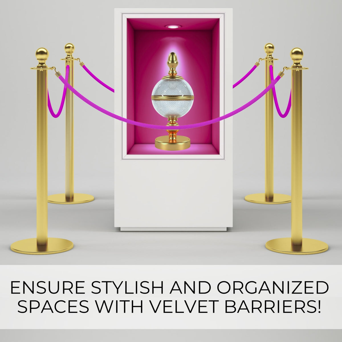 4-Piece Colored Velvet Rope Set — 5 ft