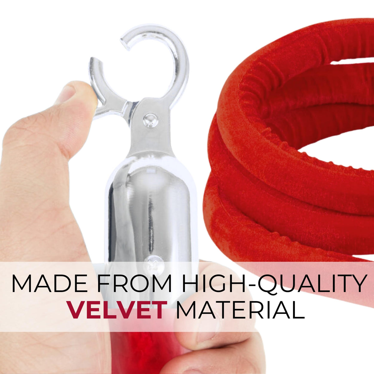 4-Piece Colored Velvet Rope Set — 5 ft