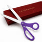 25-inch purple ceremonial scissors with stainless steel blades resting against a red Chambridge gift box