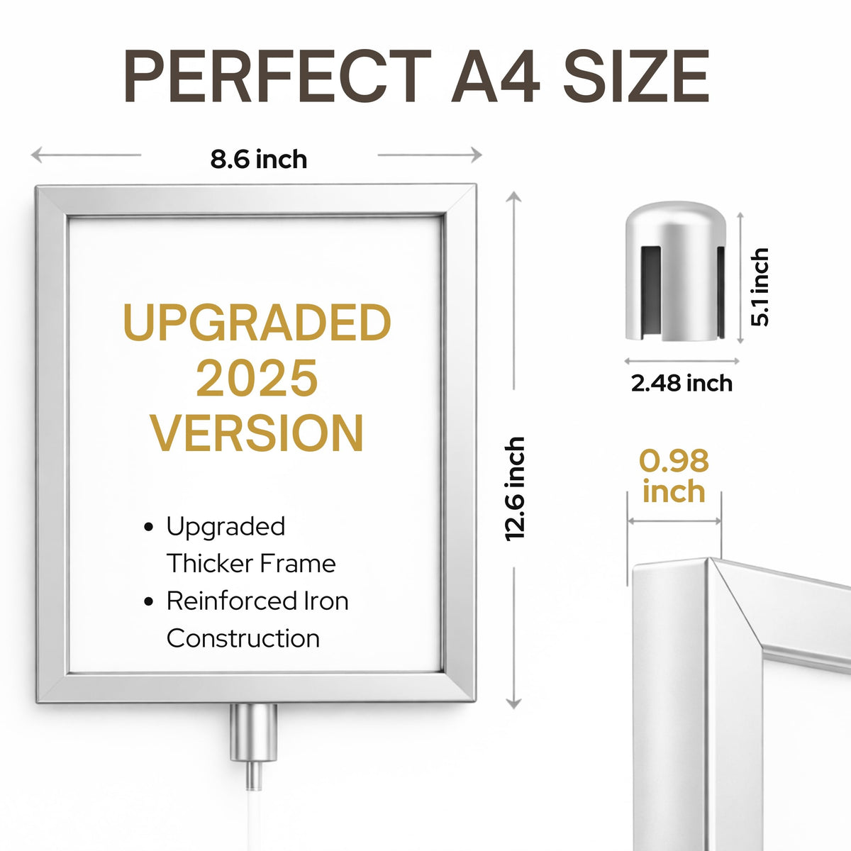 Silver Vertical Stanchion Sign Holders — 4 Pack