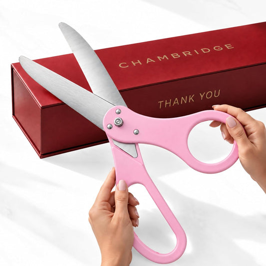 20 inch light pink ribbon cutting scissors — Chambridge