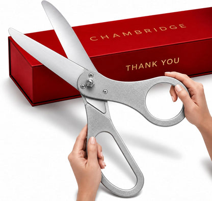 20 inch silver ribbon cutting scissors — Chambridge