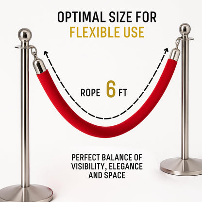 VIP Velvet Rope 6.5 ft with Gold & Silver Snap Ends