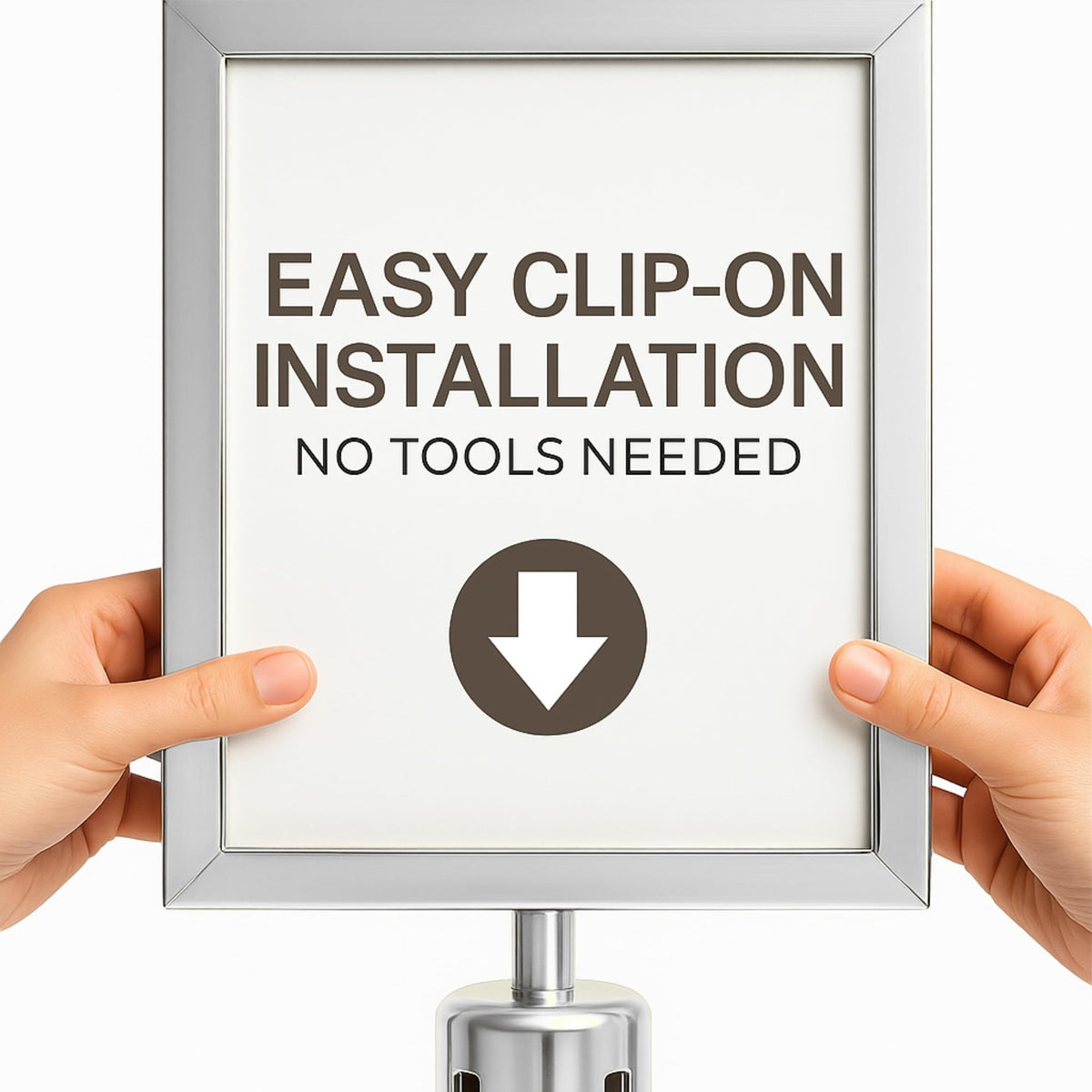 Silver Vertical Stanchion Sign Holders — 4 Pack