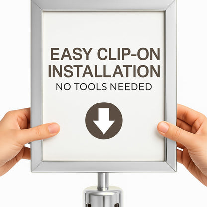 Silver Vertical Stanchion Sign Holders — 4 Pack