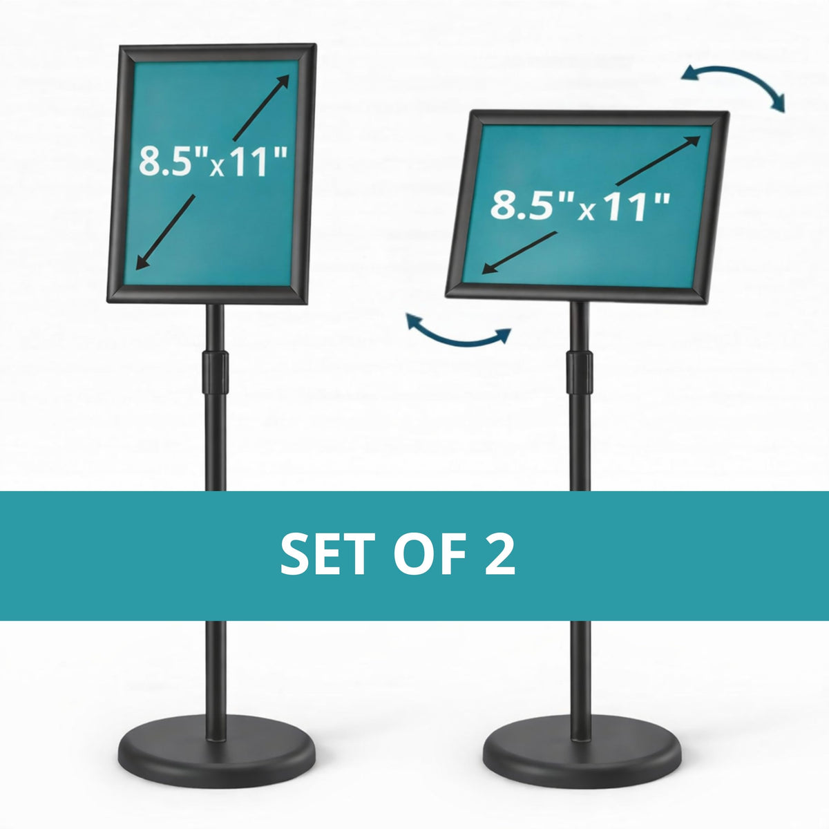 Rotating Floor Sign Stands for 8.5 x 11 in. Signs — 2 Pack
