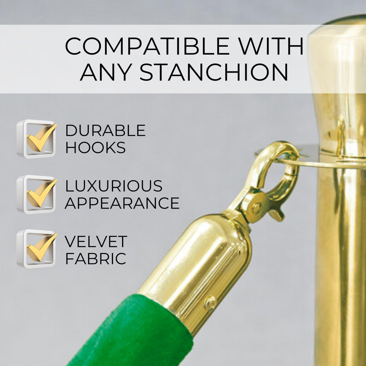4-Piece Colored Velvet Rope Set — 5 ft