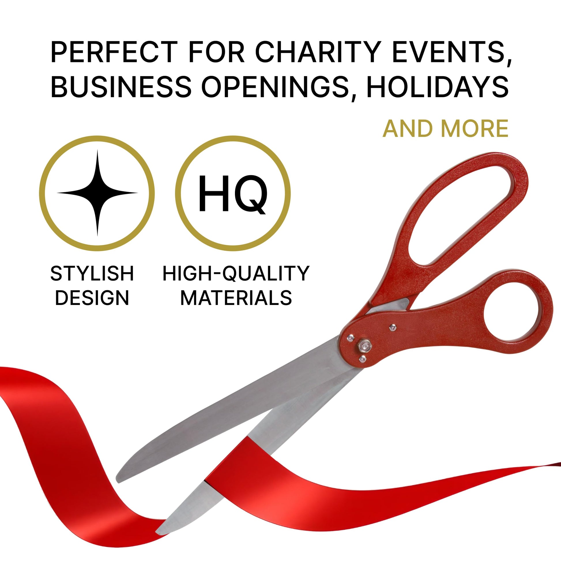 Large 25-inch scissors with red handles for official events