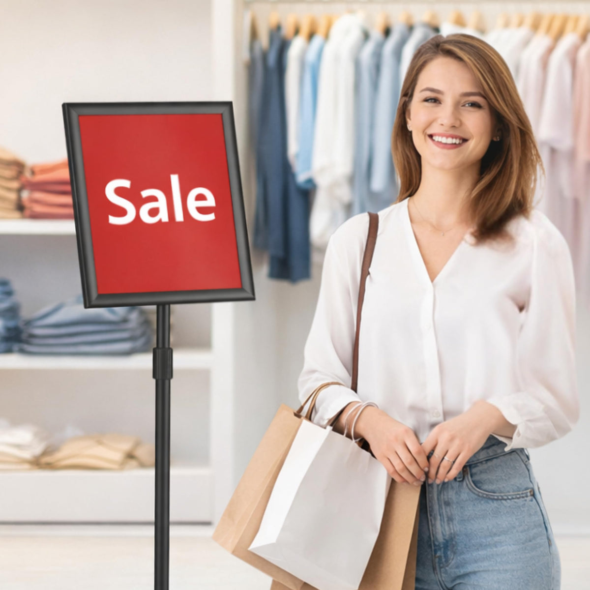 Rotating Floor Sign Stands for 8.5 x 11 in. Signs — 2 Pack