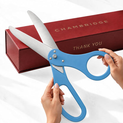 20 inch light blue ribbon cutting scissors — Chambridge