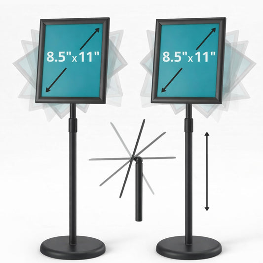 Rotating Floor Sign Stands for 8.5 x 11 in. Signs — 2 Pack
