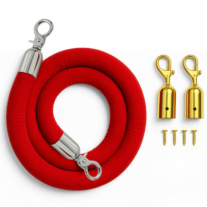 VIP Velvet Rope 6.5 ft with Gold & Silver Snap Ends