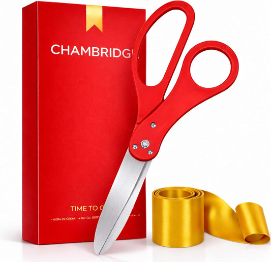 20 inch red ceremonial scissors with gold satin ribbon — Chambridge