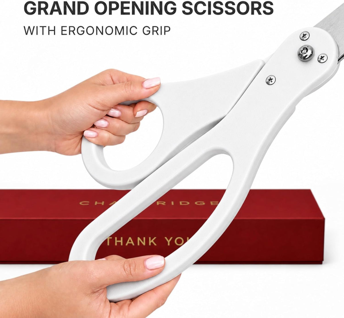 20 inch white ribbon cutting scissors at a ceremony